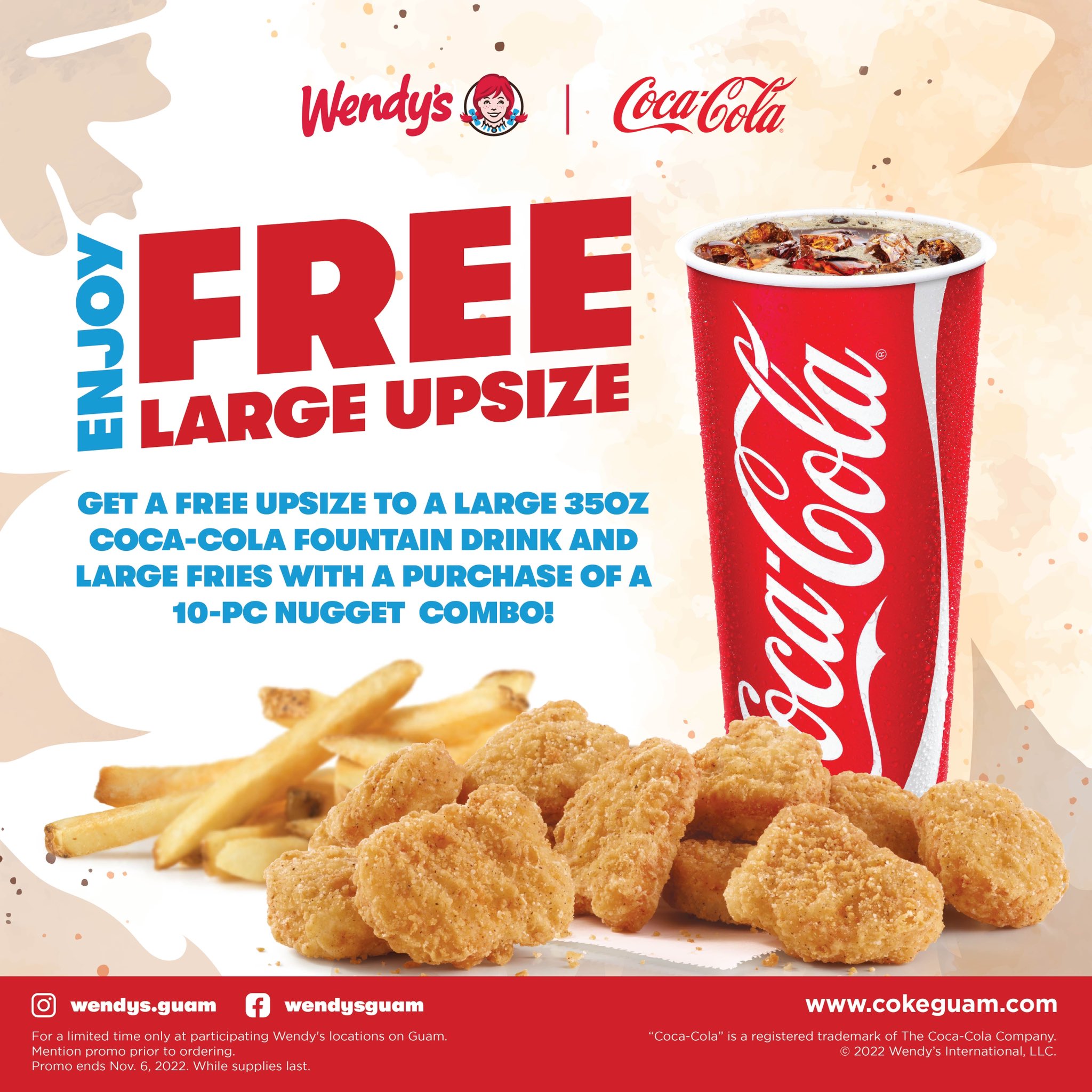 Wendy’s Promo Alert: FREE Large Upsize Coco-Cola Drink & Fries