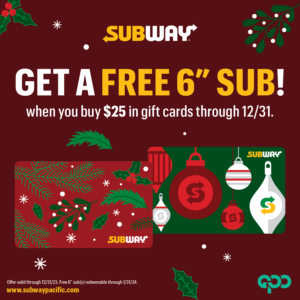 Subway: FREE 6-inch Subway